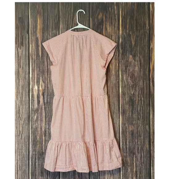 Tyler Boe Dress Womens M Red White Gingham Tiered Ruffle Tie Neck - Picture 2 of 13